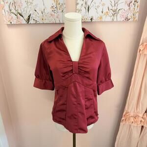 Worthington Deep Pink Satin Blouse – Size S
